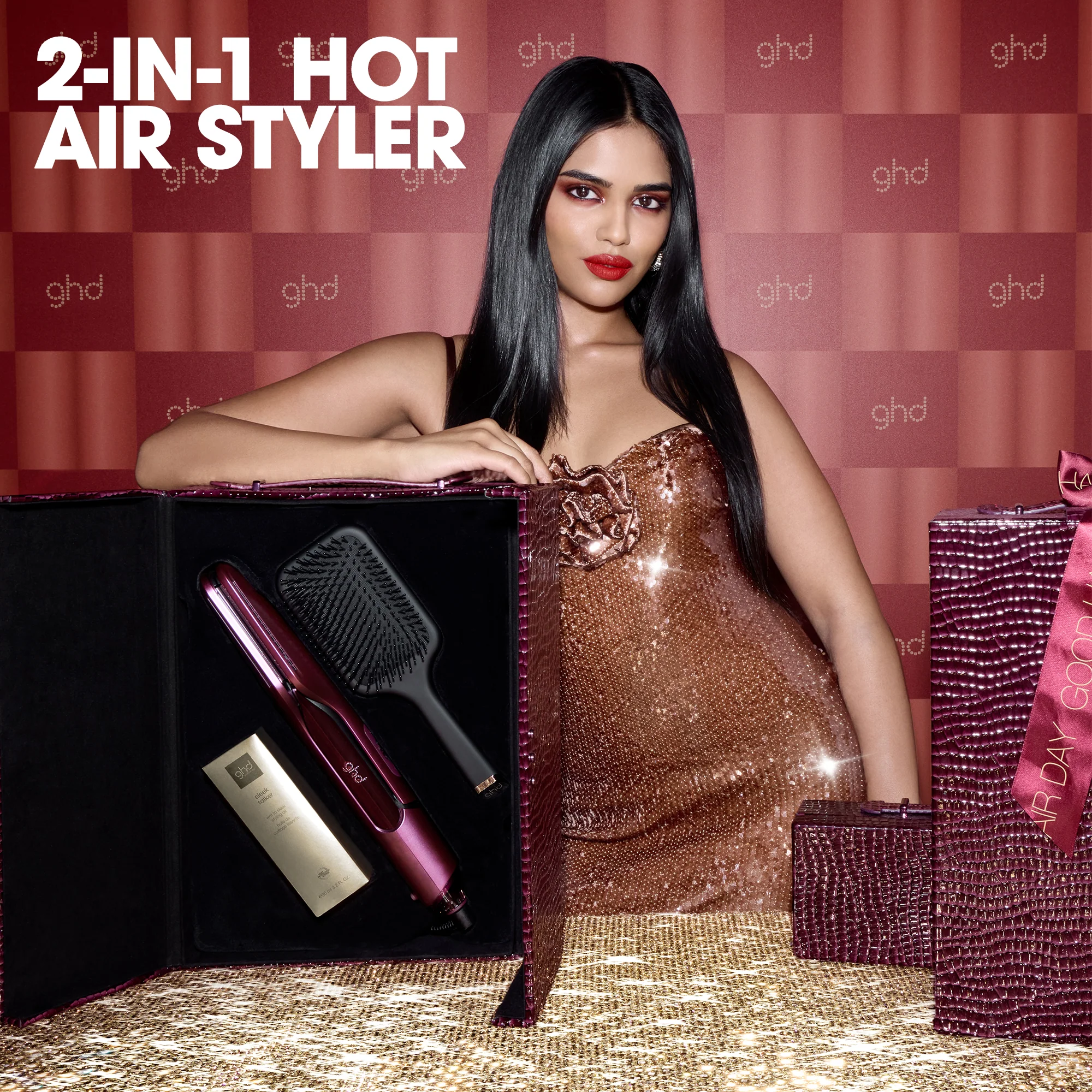 ghd Duet Style Limited Edition Gift Set - 2-in-1 Hot Air Styler In Cherry Chic, With Luxe Vanity Case, No Heat Damage - Image 4