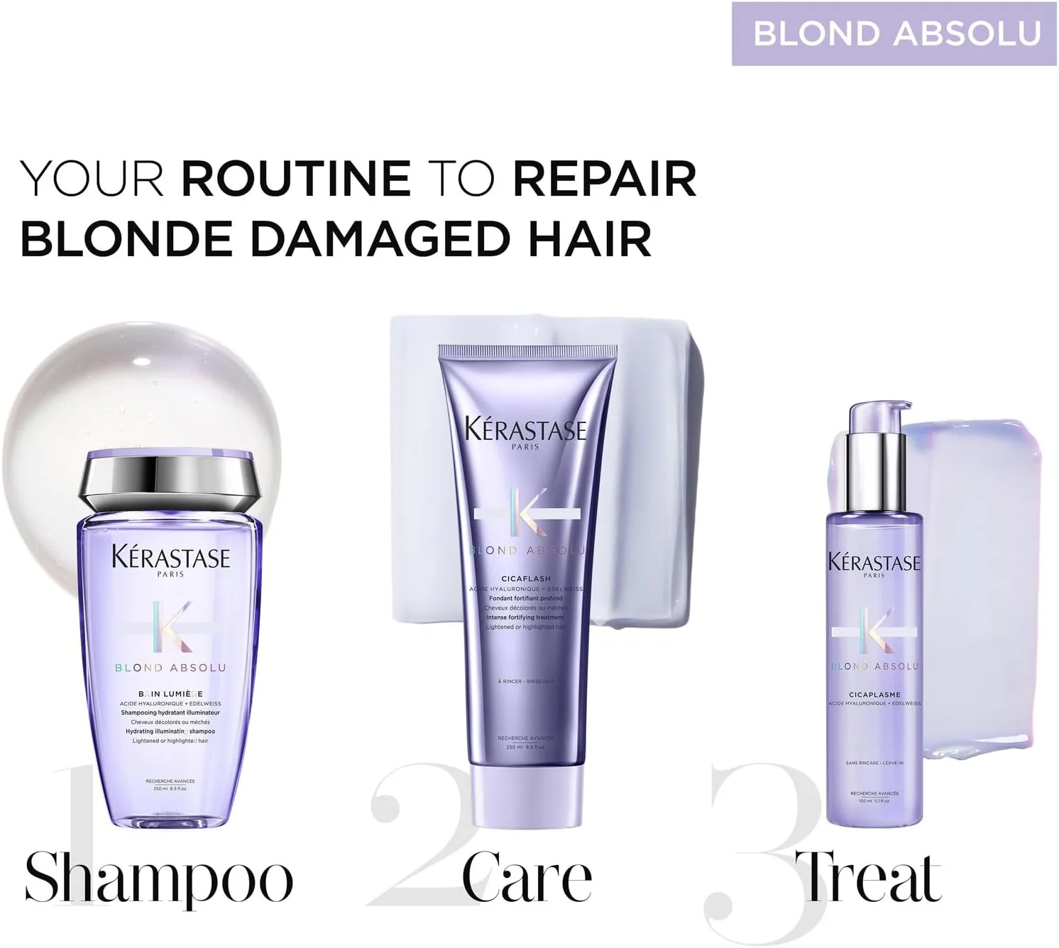 Kérastase Blond Absolu Hair Routine Shampoo, Conditioner and Treatment Trio for Lightened or Highlighted Hair - Image 2