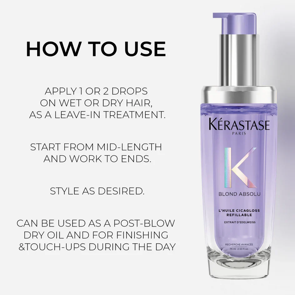 Kérastase Blond Absolu L'huile Cicagloss Refillable Hair Oil, For Blonde Hair 75ml - Image 5