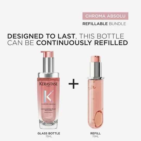 Kérastase Chroma Absolu L'huile Chroma Éclat Refillable Hair Oil, For Colour-Treated Hair 75ml - Image 5