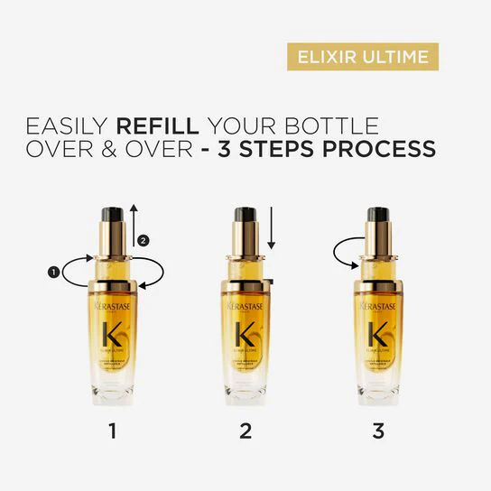 Kérastase Elixir Ultime Hair Oil L'Huile Originale Refill Capsule, For All Hair Types with Argan Oil 75ml - Image 5