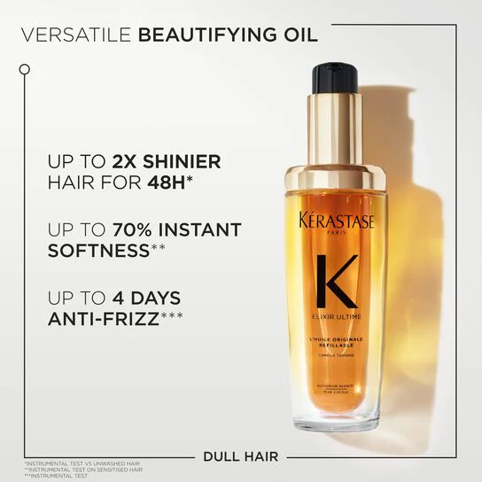 Kérastase Elixir Ultime Hair Oil L'Huile Originale Refillable, For All Hair Types with Argan Oil & Heat Protection 75ml - Image 4