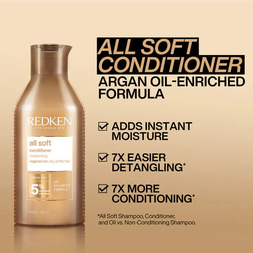 Redken All Soft Shampoo, Conditioner & Leave-In Treatment - Image 3