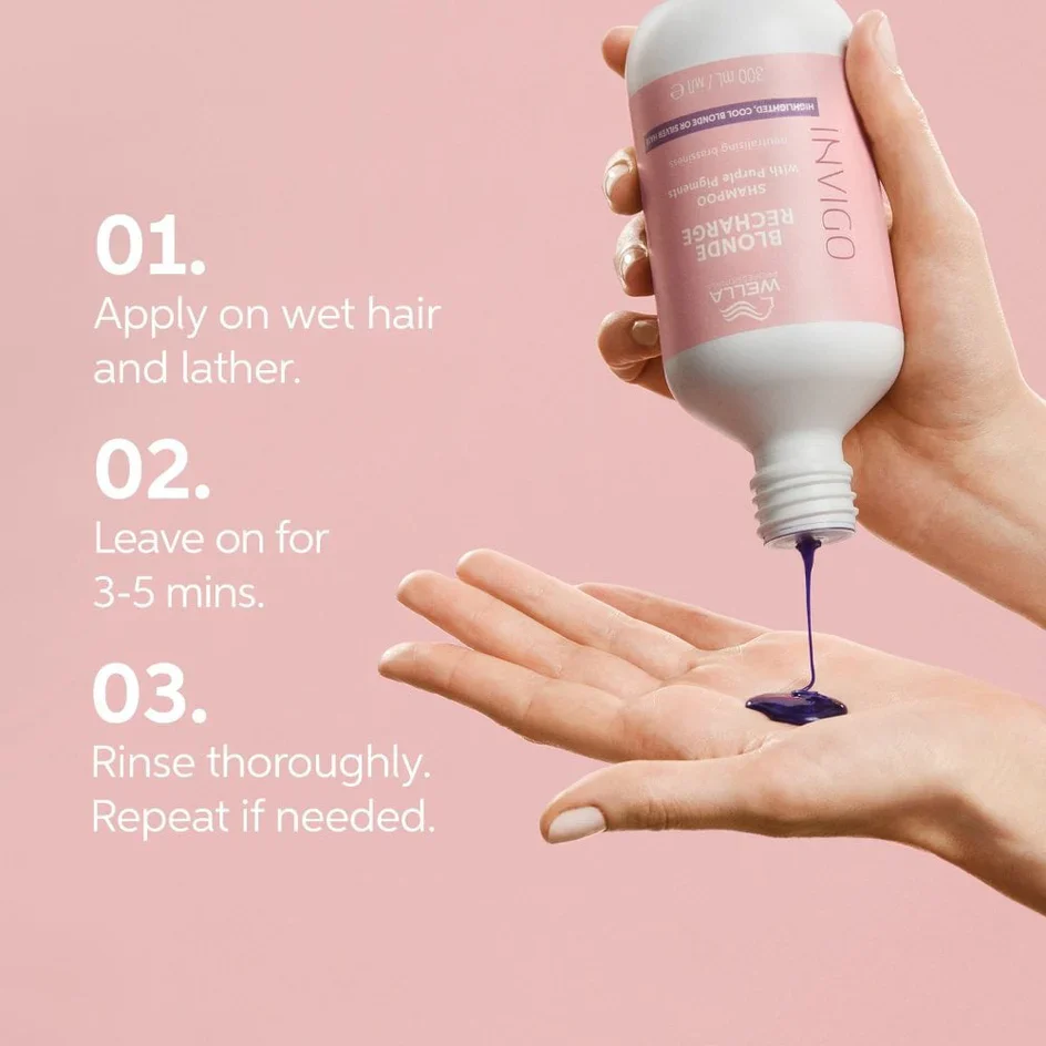 Wella Invigo Blonde Recharge Colour Refreshing Shampoo 300ml - Image 4